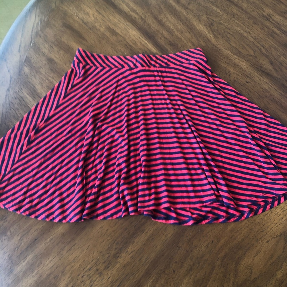 Navy & Red Striped Skater Skirt